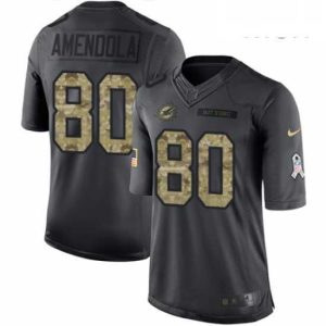 Premium Mens Nike Miami Dolphins 80 Danny Amendola Limited Black 2016 Salute to Service NFL Jersey