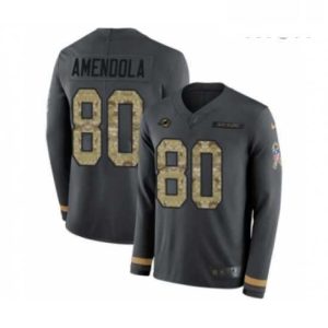 Gorgeous Mens Nike Miami Dolphins 80 Danny Amendola Limited Black Salute to Service Therma Long Sleeve NFL Jersey
