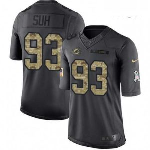 Superb Mens Nike Miami Dolphins 93 Ndamukong Suh Limited Black 2016 Salute to Service NFL Jersey