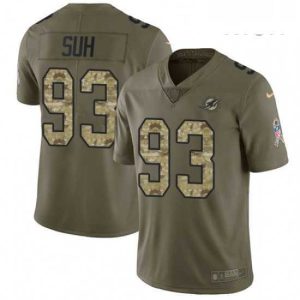 Exceptional Mens Nike Miami Dolphins 93 Ndamukong Suh Limited OliveCamo 2017 Salute to Service NFL Jersey