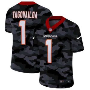 Gorgeous Miami Dolphins 1 Tua Tagovailoa Nike 2020 Black CAMO Vapor Untouchable Limited Stitched NFL Jersey