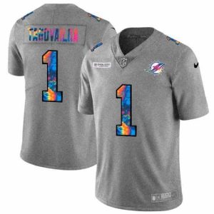 High quality Miami Dolphins 1 Tua Tagovailoa Nike Multi Color 2020 NFL Crucial Catch NFL Jersey Greyheather