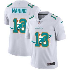 Superb Miami Dolphins 13 Dan Marino White Nike Team Logo Dual Overlap Limited NFL Jersey