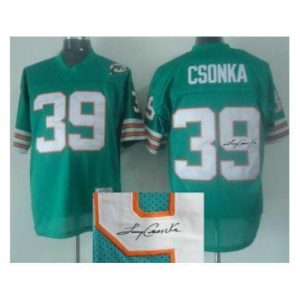 Superior Miami Dolphins 39 Csonka Green Throwback M&N Signed NFL Jerseys