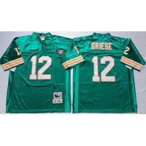 Finest Mitchell And Ness Dolphins #12 bob griese green Throwback Stitched NFL Jersey