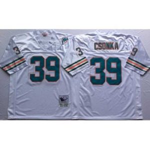 Outstanding Mitchell And Ness Dolphins #39 Larry Csonka white Throwback Stitched NFL Jersey