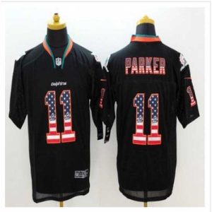 Marvelous New Miami Dolphins #11 DeVante Parker Black Mens Stitched NFL Elite USA Flag Fashion Jersey
