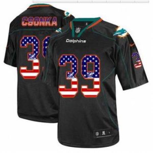 Superior New Miami Dolphins #39 Larry Csonka Black Men' Stitched NFL Elite USA Flag Fashion Jersey