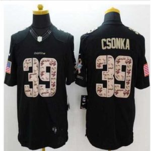 Superb New Miami Dolphins #39 Larry Csonka Black Stitched NFL Limited Salute to Service Jersey