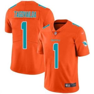 Superb Nike Dolphins 1 Tua Tagovailoa Orange Stitched NFL Limited Inverted Legend Jersey