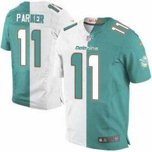 Gorgeous Nike Dolphins #11 DeVante Parker Aqua Green White Mens Stitched NFL Elite Split Jersey