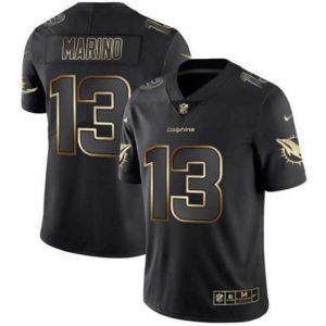 Exceptional Nike Dolphins 13 Dan Marino Black Gold Vapor Untouchable Limited Jersey