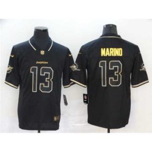 Superior Nike Dolphins 13 Dan Marino Black Gold Vapor Untouchable Limited Jersey
