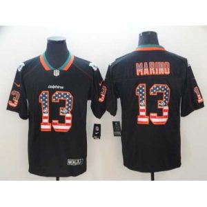 Exceptional Nike Dolphins 13 Dan Marino Black USA Flag Fashion Limited Jersey