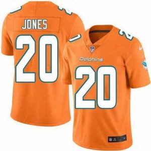 Premium Nike Dolphins #20 Reshad Jones Orange Mens Stitched NFL Limited Rush Jersey