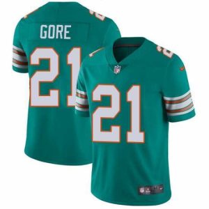 Outstanding Nike Dolphins #21 Frank Gore Aqua Green Alternate Mens Stitched NFL Vapor Untouchable Limited Jersey
