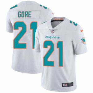 Exquisite Nike Dolphins #21 Frank Gore White Mens Stitched NFL Vapor Untouchable Limited Jersey