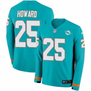 Finest Nike Dolphins 25 Xavien Howard Aqua Green Team Color s Stitched NFL Limited Therma Long Sleeve Jersey
