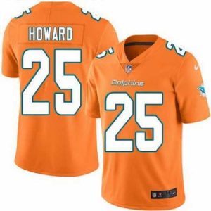 Premium Nike Dolphins #25 Xavien Howard Orange Mens Stitched NFL Limited Rush Jersey