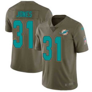 Exquisite Nike Dolphins 31 Byron Jones Olive Stitched NFL Limited 2017 Salute To Service Jersey