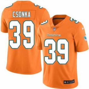Superb Nike Dolphins #39 Larry Csonka Orange Mens Stitched NFL Limited Rush Jersey