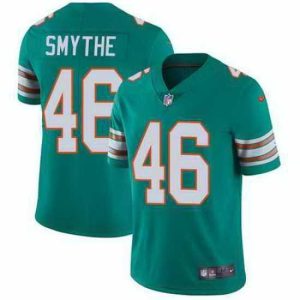 Exquisite Nike Dolphins 46 Durham Smythe Aqua Throwback Vapor Untouchable Limited Jersey