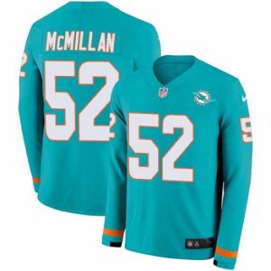 Exquisite Nike Dolphins 52 Raekwon McMillan Aqua Green Team Color s Stitched NFL Limited Therma Long Sleeve Jersey