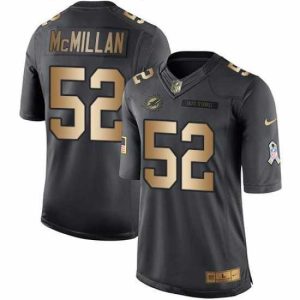 Exceptional Nike Dolphins #52 Raekwon McMillan Black Mens Stitched NFL Limited Gold Salute To Service Jersey
