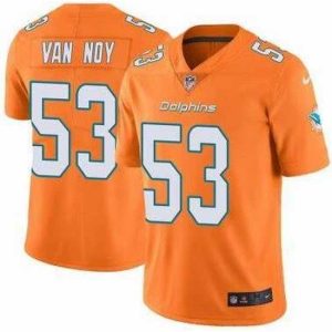 Gorgeous Nike Dolphins 53 Kyle Van Noy Orange Vapor Untouchable Limited Jersey