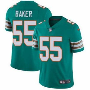 High quality Nike Dolphins #55 Jerome Baker Aqua Green Alternate Mens Stitched NFL Vapor Untouchable Limited Jersey