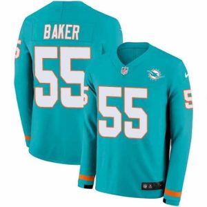 High quality Nike Dolphins 55 Jerome Baker Aqua Green Team Color s Stitched NFL Limited Therma Long Sleeve Jersey