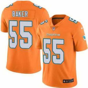 Exceptional Nike Dolphins 55 Jerome Baker Orange Vapor Untouchable Limited Jersey