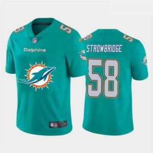 High quality Nike Dolphins 58 Jason Strowbridge Aque Team Big Logo Vapor Untouchable Limited Jersey