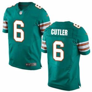 Premium Nike Dolphins #6 Jay Cutler Aqua Green Alternate Mens Stitched NFL Elite Jersey