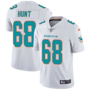 Premium Nike Dolphins 68 Robert Hunt White Stitched NFL Vapor Untouchable Limited Jersey