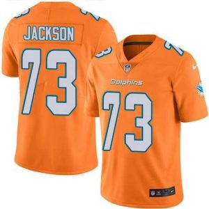 Exceptional Nike Dolphins 73 Austin Jackson Orange Stitched NFL Limited Rush Jersey
