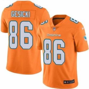 Gorgeous Nike Dolphins #86 Mike Gesicki Orange Mens Stitched NFL Limited Rush Jersey