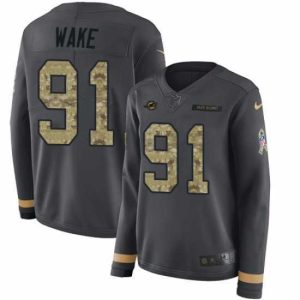 Finest Nike Dolphins #91 Cameron Wake Anthracite Salute to Service