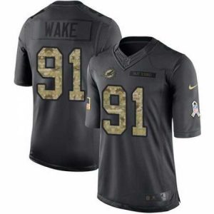 Superior Nike Dolphins #91 Cameron Wake Black Mens Stitched NFL Limited 2016 Salute to Service Jersey