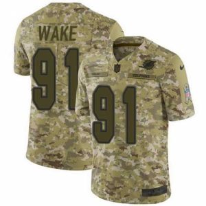 Superb Nike Dolphins #91 Cameron Wake Camo Mens Stitched NFL Limited 2018 Salute To Service Jersey