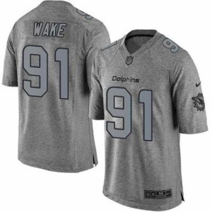 Outstanding Nike Dolphins #91 Cameron Wake Gray Mens Stitched NFL Limited Gridiron Gray Jersey