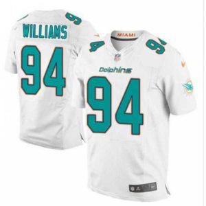 Gorgeous Nike Dolphins #94 Mario Williams White Mens Stitched NFL New Elite Jersey