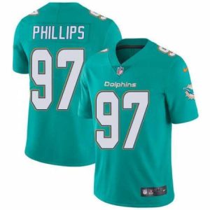 High quality Nike Dolphins #97 Jordan Phillips Aqua Green Team Color Mens Stitched NFL Vapor Untouchable Limited Jersey
