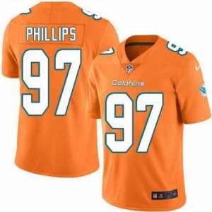 Exquisite Nike Dolphins #97 Jordan Phillips Orange Mens Stitched NFL Limited Rush Jersey