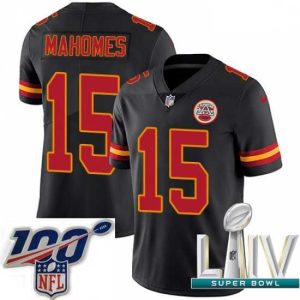 Outstanding Nike Kansas City Chiefs #15 Patrick Mahomes Black 2020 Super Bowl LIV Stitched NFL Limited Rush Jersey