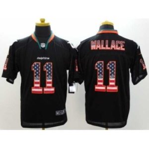 Finest Nike Miami Dolphins 11 Mike Wallace Black Elite USA Flag Fashion NFL Jersey