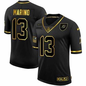 Marvelous Nike Miami Dolphins 13 Dan Marino Black Gold 2020 Salute To Service Limited Jersey