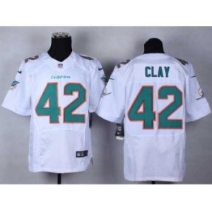 Finest Nike Miami Dolphins 42 Charles Clay white Elite NFL Jersey