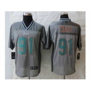Premium Nike Miami Dolphins 91 Cameron Wake Grey Elite Vapor NFL Jersey