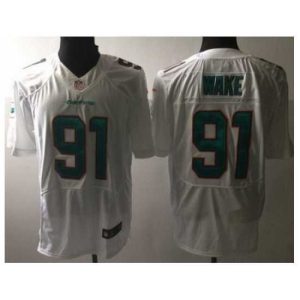 Premium Nike Miami Dolphins 91 Cameron Wake White Elite NFL Jersey